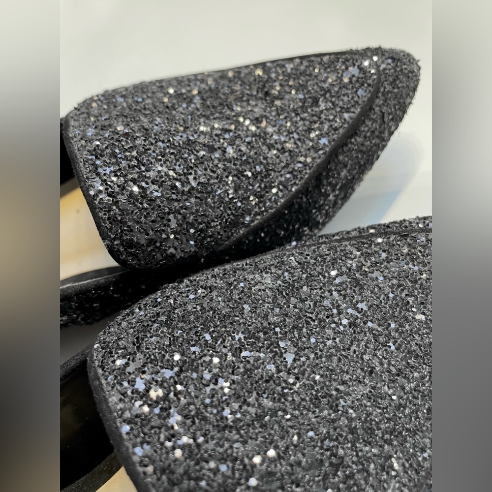 New Glitter black flat shoes